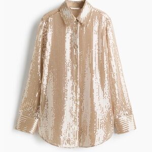 NWT H&M Sequin Long Sleeve Shirt Women’s Size Large